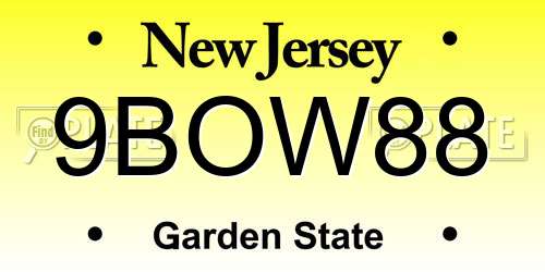 9BOW88 New Jersey License Plate