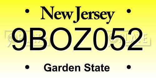 9BOZ052 New Jersey License Plate