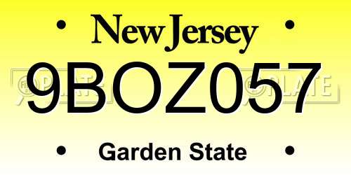 9BOZ057 New Jersey License Plate