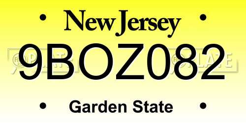 9BOZ082 New Jersey License Plate