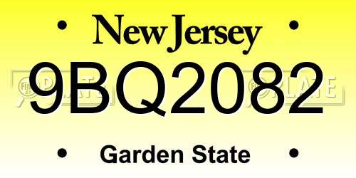 9BQ2082 New Jersey License Plate