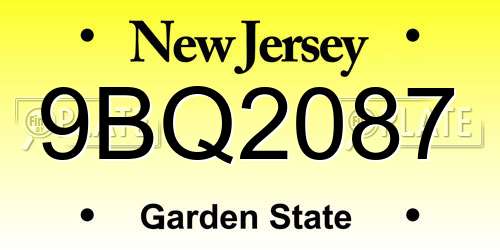 9BQ2087 New Jersey License Plate