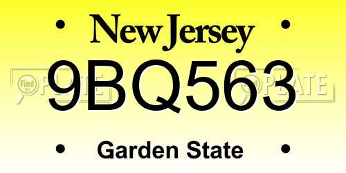 9BQ563 New Jersey License Plate