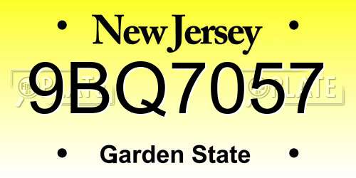 9BQ7057 New Jersey License Plate