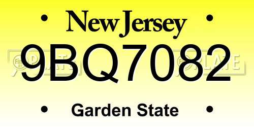 9BQ7082 New Jersey License Plate