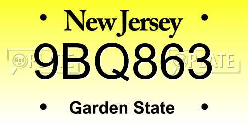9BQ863 New Jersey License Plate