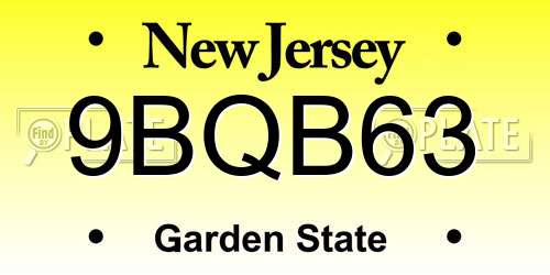9BQB63 New Jersey License Plate