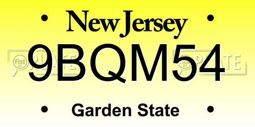 9BQM54 New Jersey License Plate