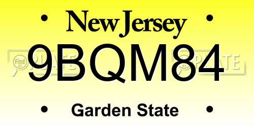 9BQM84 New Jersey License Plate