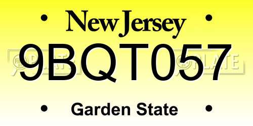 9BQT057 New Jersey License Plate