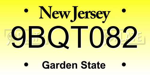 9BQT082 New Jersey License Plate