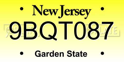 9BQT087 New Jersey License Plate