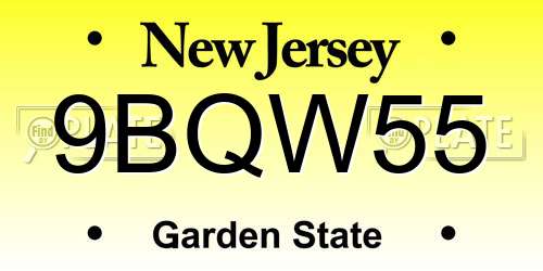 9BQW55 New Jersey License Plate