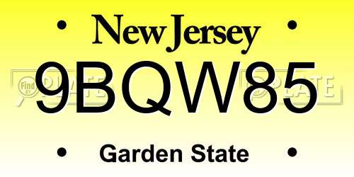 9BQW85 New Jersey License Plate