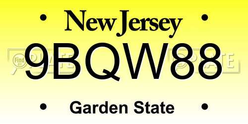 9BQW88 New Jersey License Plate