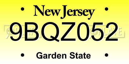 9BQZ052 New Jersey License Plate