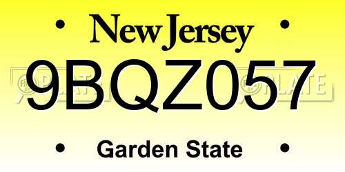 9BQZ057 New Jersey License Plate