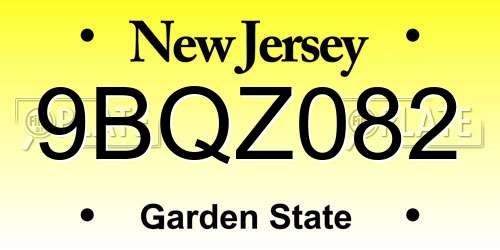 9BQZ082 New Jersey License Plate