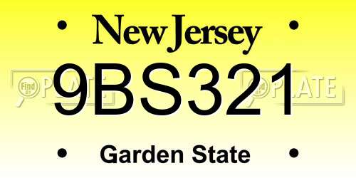 9BS321 New Jersey License Plate