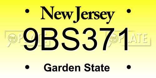 9BS371 New Jersey License Plate