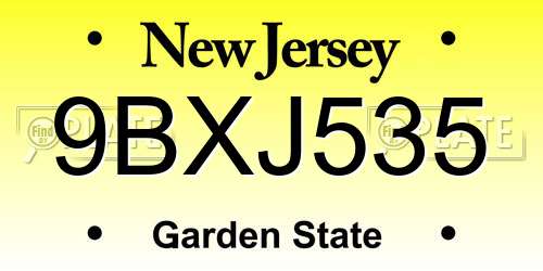 9BXJ535 New Jersey License Plate