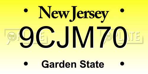 9CJM70 New Jersey License Plate
