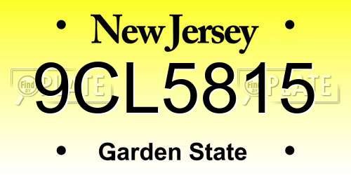9CL5815 New Jersey License Plate