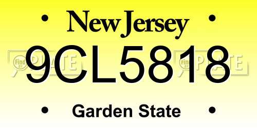 9CL5818 New Jersey License Plate