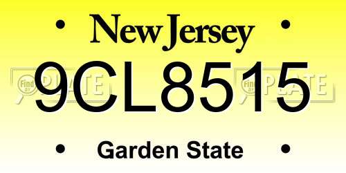 9CL8515 New Jersey License Plate