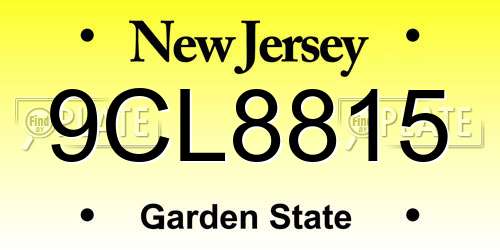 9CL8815 New Jersey License Plate