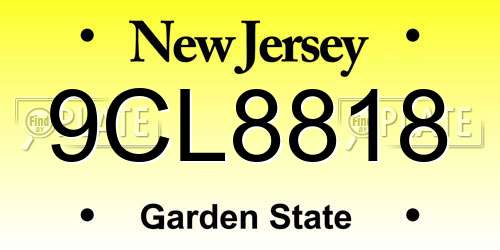 9CL8818 New Jersey License Plate