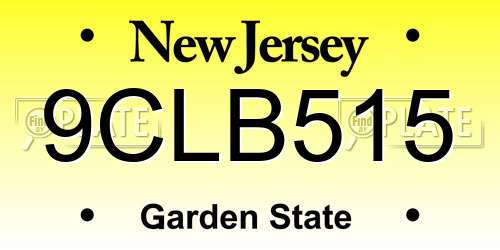 9CLB515 New Jersey License Plate
