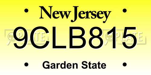 9CLB815 New Jersey License Plate