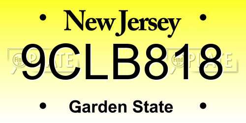 9CLB818 New Jersey License Plate