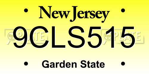 9CLS515 New Jersey License Plate