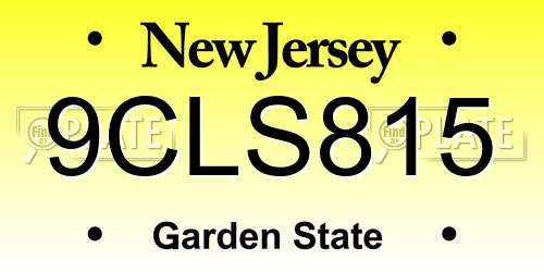 9CLS815 New Jersey License Plate