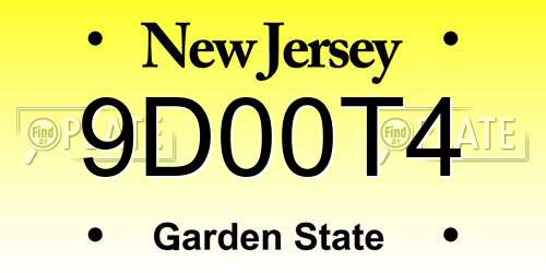 9D00T4 New Jersey License Plate