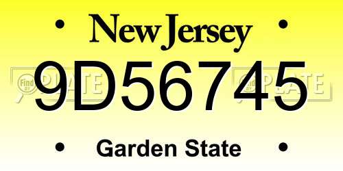 9D56745 New Jersey License Plate