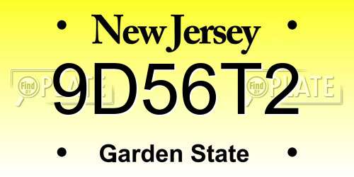 9D56T2 New Jersey License Plate