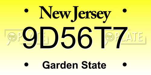9D56T7 New Jersey License Plate