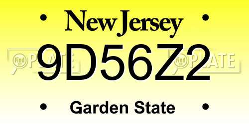 9D56Z2 New Jersey License Plate