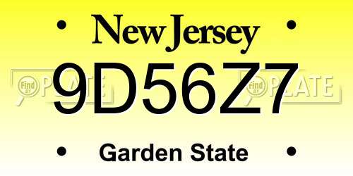 9D56Z7 New Jersey License Plate