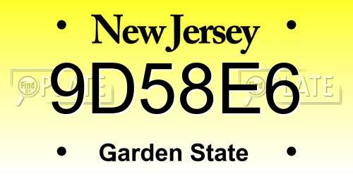 9D58E6 New Jersey License Plate