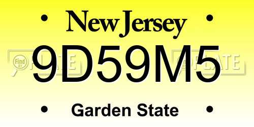 9D59M5 New Jersey License Plate