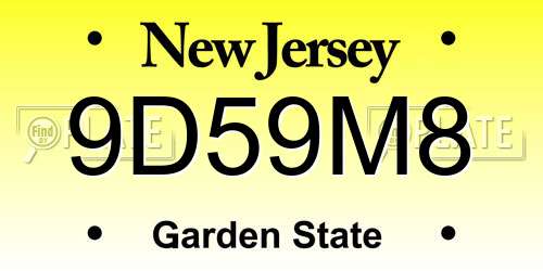 9D59M8 New Jersey License Plate
