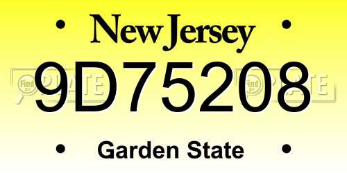 9D75208 New Jersey License Plate