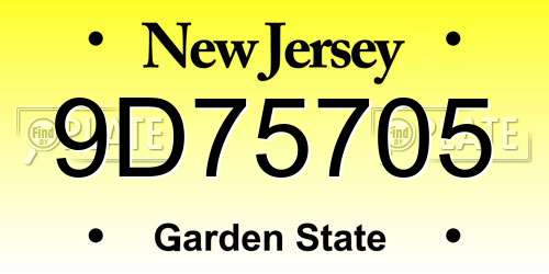 9D75705 New Jersey License Plate