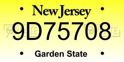 9D75708 New Jersey License Plate