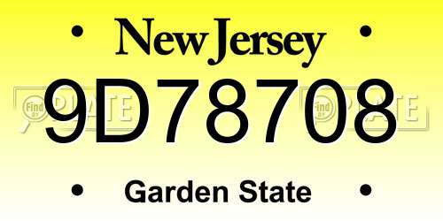 9D78708 New Jersey License Plate