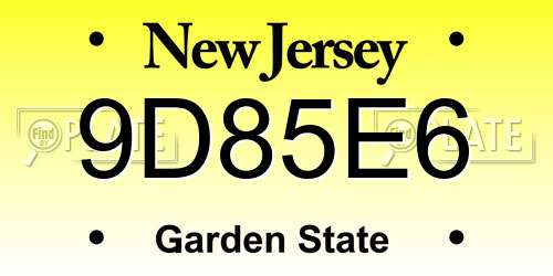 9D85E6 New Jersey License Plate